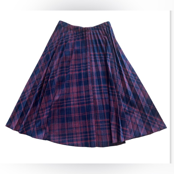 Graff California Wear Vintage Pleated Purple/Blue Midi Skirt Preppy School girl - Picture 3 of 7